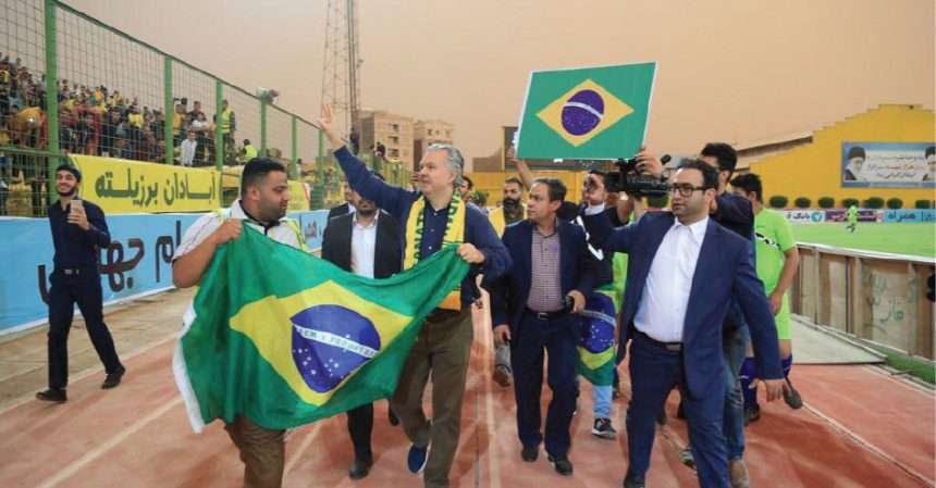 H.E. Ambassador de Azeredo Santos in Abadan Football Stadium
