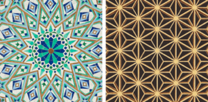 Traditional Arabesque and Asanoha patterns